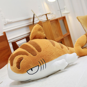 Peluche Gigante a Forma di Squalo Cartone Animato con Occhi Divertenti, Antistress, Cuscino Confortevole, Decorazione per Letto e Divano, 27 Pollici, in Pile Arancione - Product Image 4