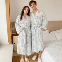 Peignoir Kimono en Gaze Double Couche 100% Coton, Longueur Intégrale, pour Couple, Séchage Rapide, Vêtement d'Intérieur pour la Maison et le Sauna, Logo Personnalisé