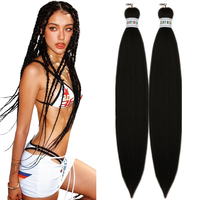 Vente en gros de tresses synthétiques en PVC professionnelles de 90 g pour femmes, texture Yaki, pré-étirées, pour tressage