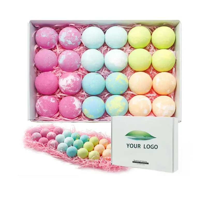 Bade bombe Geschenkset 24 für Home Sap und Body 100% Natur Bade bombe für Kinder Entspannende Home Kids Spa Supplies Großhandel