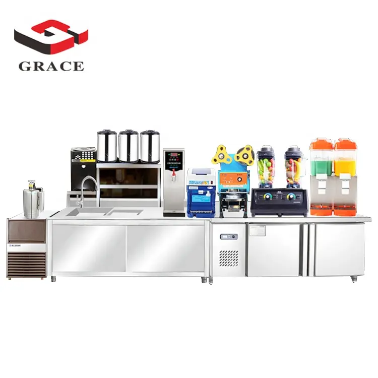 Solução de parada para loja de café, leite, chá/boba loja, máquina de chá comercial de bolha, equipamento de chá de bolha para balcão de barra