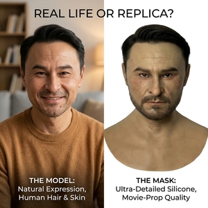 Masque de déguisement facial en silicone pour homme, pour Halloween, soirées masquées et productions cinématographiques, look de célébrité avec caractéristiques effrayantes - Product Image 1