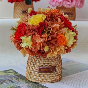 Lovebay rose eterne tavolo fiori conservati in cesto di bambù fiori stabilizzati eterni rose conservati per la decorazione della casa - Product Image 2