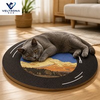 Griffoir pour chat de style tourne-disque, design vinyle, avec motif montagne pour chats