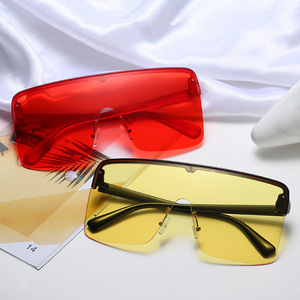 BR06 Square <b>Large</b> <b>Frame</b> Rimless Sunglasses UV400 PC Metal <b>Frame</b> Unisex Lightweight European Style - Product Image 1