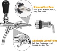 Robinet de brassage artisanal réglable 2-en-1 avec contrôle du débit, finition chromée, filetage G5/8