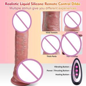 Masturbadores eléctricos para pene grande, Juguetes sexuales, empuje de calor femenino, vibrador consolador grande realista de goma de silicona líquida enorme para mujeres - Product Image 4