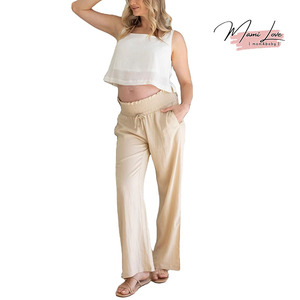 Culotte de maternité taille haute confortable et respirante en polyester/coton, extensible, pour femmes enceintes, décontractée pour le travail - Product Image 1