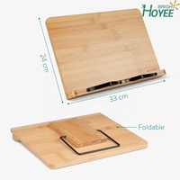 Table de recettes pliable réglable en bambou, support pour livre de cuisine, ordinateur portable, livre, pour la lecture