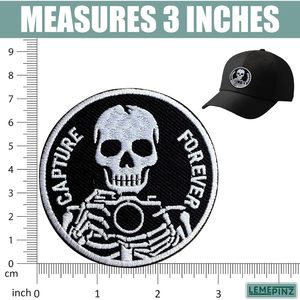 Custom <b>Skull</b> Embroidery Patch 3 Inches Iron On Sew On Travel Applique Patch <b>Bags</b> Decoration - Product Image 3