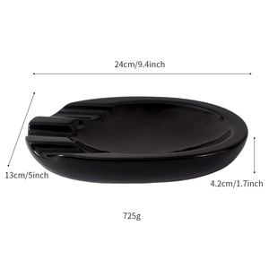 Cenicero de cerámica creativo, negro, de forma ovalada, para regalos empresariales, estilo europeo - Product Image 5