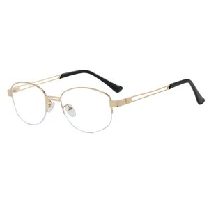 Montures de lunettes ovales semi-cerclées pour femmes, verres en résine anti-lumière bleue, demi-monture légère, couleur argent clair - Product Image 5