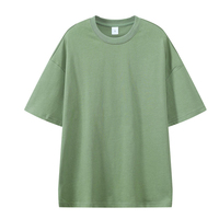 T-shirt en coton tricoté pour homme, coupe droite, col ras du cou, épaules tombantes, 300 g/m², rose, impression numérique, style streetwear