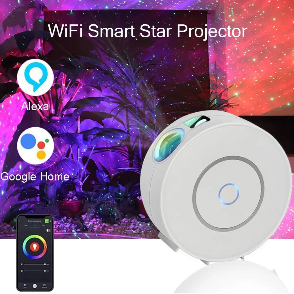 Smart Life App WiFi Laser LED Starry Night Light Projector Music Rhythm Smart Star Projector Tuya Works with Alexa Google Home