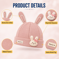 Casquette Docker pour bébé et tout-petit avec oreilles d'animaux 3D, bonnet en peluche mignon, chapeau doux et chaud pour la protection solaire en extérieur, accessoires