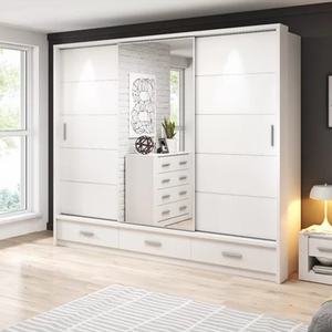 Nuovo Armadio Guardaroba Modulare in Stile Industriale per Camera da Letto Padronale con <span class=keywords><strong>Specchio</strong></span> e 3 Ante Scorrevoli - Product Image 1