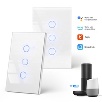 Module tactile en verre trempé standard américain, interrupteur WiFi 3 gang, application Tuya Smart Life, télécommande, interrupteurs intelligents pour la domotique
