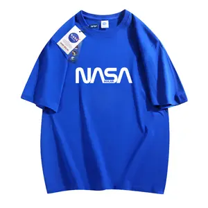 NASA SOLAR Co branded 2023 Summer New Fashion Letter Print Unisex Pure Cotton Couple T-shirt