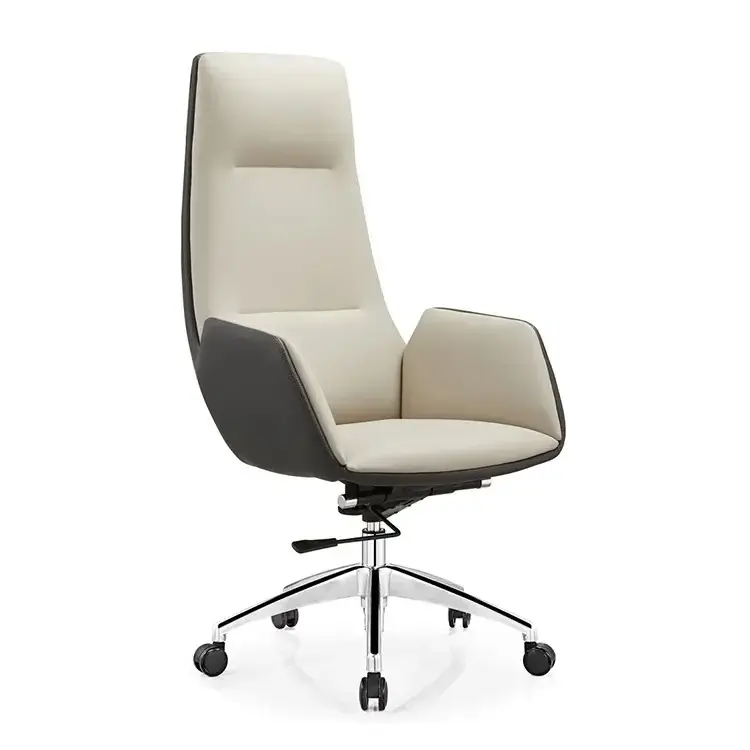 Modern Comfortable Modern PU Leather Aluminum Base High Back Swivel Executive Visitor Office Arm Chairs