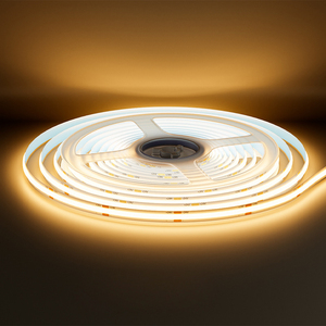 32.8ft ไฟ <span class=keywords><strong>LED</strong></span> สีขาวอบอุ่น3000K 320ไฟ <span class=keywords><strong>LED</strong></span> สี<span class=keywords><strong>93</strong></span> + ชุดยูนิฟอร์ม dotless IP20 cob แถบ <span class=keywords><strong>LED</strong></span> 24V สำหรับ DIY ตู้ห้องนอนของตกแต่งบ้าน