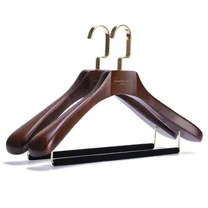 Heavy Duty Coat Hangers Luxury Custom Logo Unique Heavy Duty Garment Coat Jacket Suit Clothes Wooden Hangers