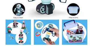 Jouet éducatif Robots magnétiques pour enfants, Ensemble de blocs magnétiques Robots à empiler Kit de construction Jouet - Product Image 6