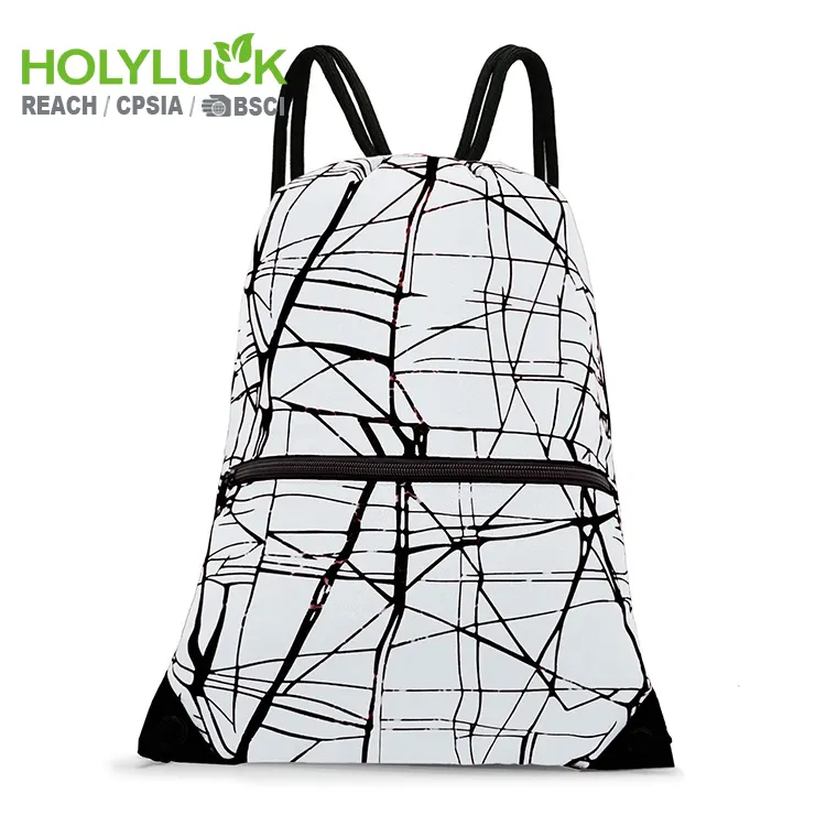 Holyluck 34x47 cm 300d 폴리 에스테르 맞춤형 신치 드로우 스트링 백 드로우 스트링 수영 가방