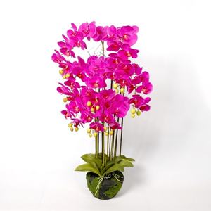 QiHao ดอกไม้ยางเทียมดอกกล้วยไม้8ก้านสำหรับจำหน่าย,ดอกกล้วยไม้ปลอมระบบสัมผัสเหมือนจริง - Product Image 6