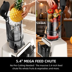 Extracteur de jus à froid, rendement de 99 %, <span class=keywords><strong>goulotte</strong></span> d'alimentation large de 5,4 pouces, moteur silencieux de 200 W, sans BPA, séparation automatique de la pulpe - Product Image 3