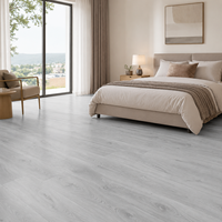 Suelo SPC con Sistema de Bloqueo, Color Gris Frío, Diseño de Madera, Resistente a los Arañazos, para Espacios Comerciales Modernos, WYRAX