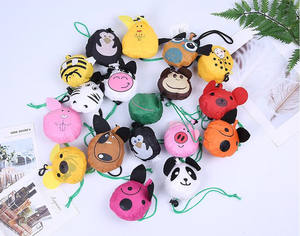 Venta al por mayor stock personalizado reutilizable plegable red de compras promoción regalo bolsas plegables con estampado de animales de dibujos animados de flores - Product Image 2