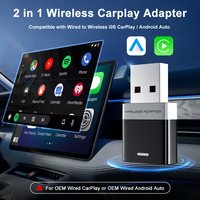 Woobobox adaptor otomatis Android 2 in 1, ukuran Mini berkabel ke nirkabel, untuk OEM Stereo mobil dengan USB Tipe C Plug and Play