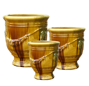 Ensemble <span class=keywords><strong>de</strong></span> pots <span class=keywords><strong>de</strong></span> fleurs en céramique, pot en terre cuite émaillé pour jardin extérieur, pot en argile pour plantes pour la maison et la <span class=keywords><strong>cour</strong></span> - Product Image 5