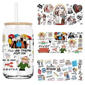 Friends I'll Be There For You 16OZ UV DTF Cup Wrap Transfers Stickers Etiquetas personalizadas DIY Logotipo impermeable para Libbey Glass Can - Product Image 1