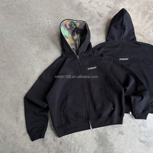 Custom 500gsm Jogger Suit Camouflage Pullover Zip up Hoodies and <b>Sweatpants</b> <b>Set</b> 100% Cotton French Terry Tracksuit Men Sweatsuit - Product Image 2