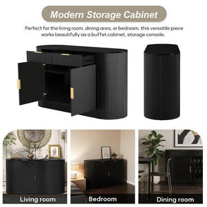 ตู้เก็บของทันสมัยรักษ์โลก แข็งแรงทนทาน 2 ประตู 2 ลิ้นชัก ลายทาง ทำจากไม้อัดเอ็มดีเอฟ พร้อมมือจับ ประตูโค้ง - Product Image 6