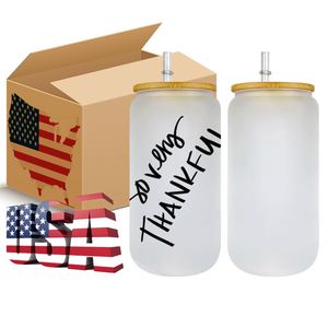 Gobelets en verre givré de 20 oz, transparents comme du cristal, en forme de canette de bière, pour la sublimation par transfert thermique - Product Image 1