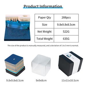 Calendario de escritorio 3D 2026, modelo de barco, Bloc 3D de notas, notas de papel con portalápices, artesanía de papel LED para escuela, oficina y hogar - Product Image 6