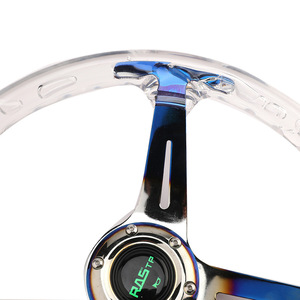 พวงมาลัยอะคริลิคใส Crastp ขนาด 14 นิ้ว 3 ก้าน สีรุ้ง สำหรับตกแต่งรถแข่ง - Product Image 4
