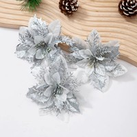 Fabrik-Großhandel Exquisite Weihnachtsbaumdekorationen, Glänzende 13cm Blumenanhänger, Gold Silber Blau Rot Accessoires