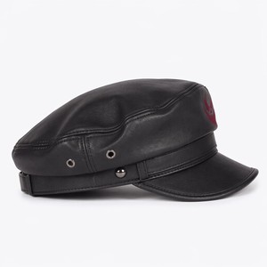 Wholesale Custom Logo Heat-Transfer Printed Flat Embroidered PU Faux Leather Adjustable Unisex Four Seasons <b>Beret</b> Hat Luxury - Product Image 2