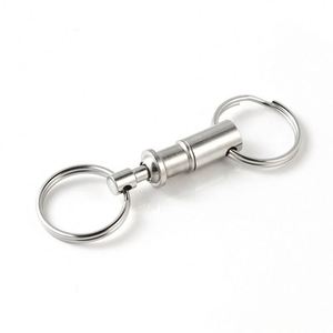2pcs Quick Release Stainless Steel CNC Machined <b>Dual</b> Detachable Key for Snap <b>Lock</b> Holder Pull-Apart Key Rings - Product Image 4