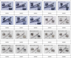 男性用ネクタイクリップセット真鍮素材正方形丸型カフリンク中国工場卸売価格 - Product Image 3