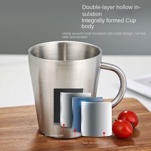 כוס בירה בסגנון קוריאני 304 נירוסטה כפולה שכבתית בידוד ואקום עיצוב כידון ספל קפה - Product Image 2