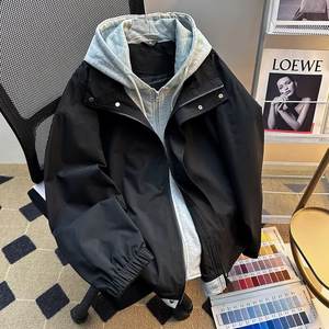 Veste décontractée polyvalente pour <span class=keywords><strong>homme</strong></span>, coupe-vent, imperméable, à capuche, en polyester, style streetwear, avec fermeture éclair, traitement anti-plis, couleur unie - Product Image 1