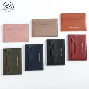 Wholesale Factory Price Custom Logo Slim Full Grain Leather RFID Genuine Leather Pocket ATM Card Holder Wallet