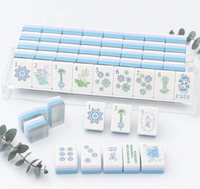 Plaque acrylique multicouche motif lotus bleu doux, imprimé poisson koï, patte de tigre, fleurs, accessoire pliable pour soirée de mahjong