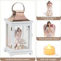 Lanterne en bois commémorative avec tiroir floral, cadeau de sympathie pour les parents, porte-bougie de commémoration funéraire pour table