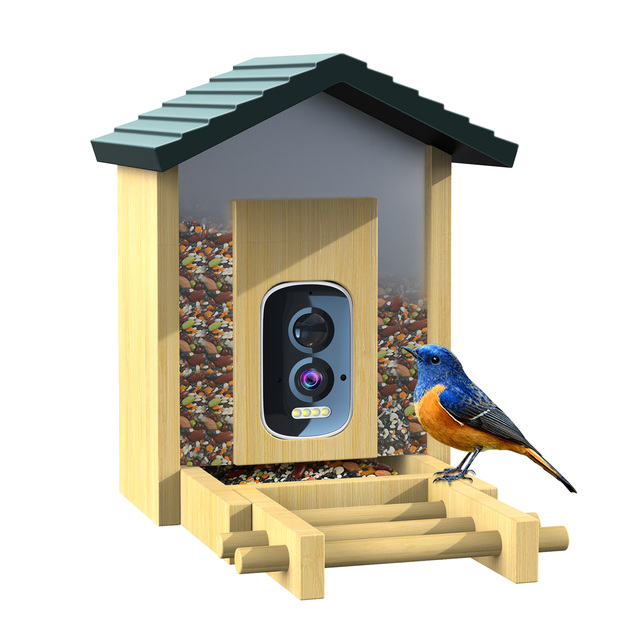 Solar Powered AI Bird Feeder Camera Bamboo Eco-Design 10K+ Species ID & Live HD Streaming for Birdwatching