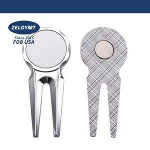 ZELOYAUT venta al por mayor logotipo personalizado divertido latón Metal esmalte magnético sublimación en blanco Golf Divot marcador de bola